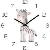 Levandeo Wanduhr Zootiere 30x30cm Zebra Glas Kinder Uhr Glasbild Tiermotiv Wanddeko
