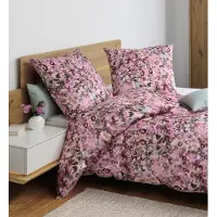 Janine Mako-Satin Bettwäsche modern art S 42171-01 rosa naturell 155x220 cm + 80x80 cm