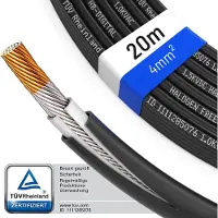 HB-DIGITAL Solarkabel 20m Solarkabel 4mm2 H1Z2Z2-K für PV Anlagen schwarz