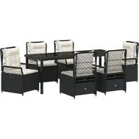 vidaXL Möbel 7-teiliges Garten-Dining-Set Schwarz Poly Rattan - Gartenstühle 3380986