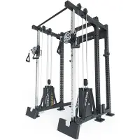 ATLETICA R8-Duality PRO Shallow | Half Rack 42 cm Käfigtiefe | Doppelter Kabelzug | 2x90 kg Steckgewicht | Pull-Up Bar, J-Cups, Logo Plate, Bar Holder