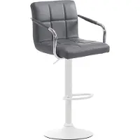 DELUKE Barhocker MINOR - Kunstleder Grau 54x46x91 cm Weiß | Barstuhl Höhenverstellbar Mit Lehne Drehbar Tresenhocker Tresenstuhl Kneipenhocker Kneipenstuhl