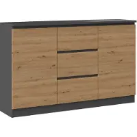 Top E Shop Topeshop 2D3S ANT/ART KPL, Anthrazit, Eiche, 3 Schublade(n), Partikelbord, Modern, 2 Tür(en), 1200 mm