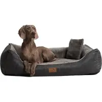Tierlando Ultraweiches orthopädisches Hundebett FLOYD High-Tech-Velours und Plüsch VISCO - Größe: 120x85cm | Farbe: 02 Graphit