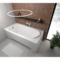 ECOLAM Badewanne Wanne Rechteck M-Polimat Acryl weiß 190x80 cm + Schürze Ablaufgarnitur Ab- und Überlauf Automatik Füße Silikon Komplett-Set