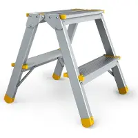 Proregal Metal Double Giraffe Doppelseitige-Aluminium-Stufenstehleiter | 2 Stufen | 41cm hoch | 150kg Tragkraft | Leiter, Trittleiter, Stufenleiter, Haushaltsleiter