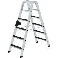 MUNK Günzburger Steigtechnik Stufen-Stehleiter beidseitig begehbar mit clip-step R13 2x6 Stufen