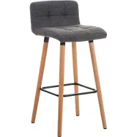 DELUKE Barhocker GITOR - Stoff Hellgrau 42x49x94 cm | Barstuhl Mit Lehne Tresenhocker Tresenstuhl Kneipenhocker Kneipenstuhl
