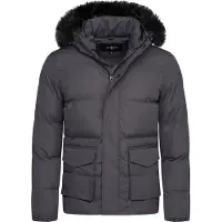 Soulstar Herren Winterjacke S2RISOR Parka Lang Puffer Jacke mit Kapuze & abnehmbarem Kunstfell Pufferjacke