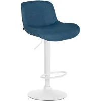 CLP Barhocker Solon Weiß höhenverstellbar und drehbar mit Rückenlehne blau Material Stoff