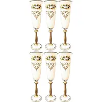 Demotex GmbH Casa Padrino Luxus Jugendstil Champagnerglas 6er Set Weiß / Mehrfarbig / Gold - Handgefertigte und handgravierte Champagnergläser mit 24 Karat Vergoldung - Hotel & Restaurant Accessoires