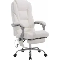 In And OutdoorMatch Bürostuhl Zico - Massagefunktion - Weiß - Kunstleder - Ergonomischer Bürostuhl - Auf Rollen - Für Erwachsene - Höhenverstellbar
