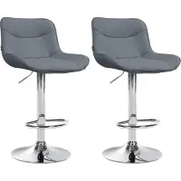 CLP 2er Set Barhocker Vonore Kunstleder chrom grau