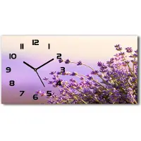 Tulup Wanduhr aus Glas – 60x30 cm - Glasbild - Glasuhr - Gehärtetes Glas - schwarze-zeiger - Lavendel