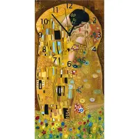 Wallario Design Wanduhr Der Kuss von Klimt aus Echtglas, Größe 30 x 60 cm