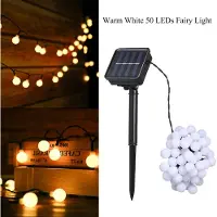 Lixada Tomshine Solar Powered 50 LEDs String Light IP44 Water-resistant Outdoor Hanging Fairy Lights House Decoration Ball String Lamp for Holiday Party