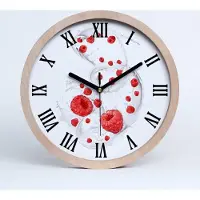 Tulup Holzuhr 25fi cm wanduhr - schwarze Spitzen - Himbeeren mit Milch