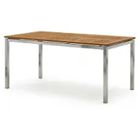 AK ALEOS. Edelstahl Teak Gartentisch 160x90 cm KUBA Massiver Esstisch aus A-Grade Teakholz & Edelstahl Wetterfester Outdoor Tisch für Garten und Terrasse