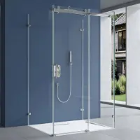 Doporro U-Form Duschkabine 75x120x195cm Duschabtrennung mit Schiebetür ESG-Sicherheitsglas Klarglas 4-Punktbefestigung inkl. beidseitiger Easy-Clean-Beschichtung Ravenna17-2UK