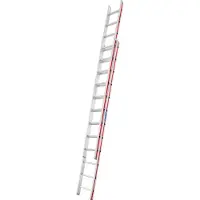 Hymer Schiebeleiter, zweiteilig, 2x12 Sprossen, Länge 3,46 / 5,98 m, Reichhöhe 6,82 m, Gewicht 14,0 kg