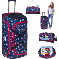 Elephant Reisetrolley Damen Reisetasche Trolley Travel Trolly 100-135 Liter Rolltasche groß Gepäck Reise Tasche Fluggepäck Cruiser 13025 Blue Flower Blau