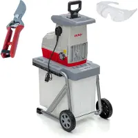Ikra Elektro Walzenhäcksler Gartenhäcksler ILH 3000 A | 3000 W | Äste bis 44 mm | autom. Asteinzug & Rücklauf | mit 60l Fangbox, Schere & Schutzbrille
