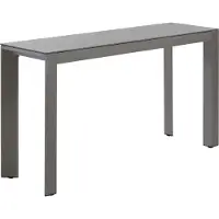 Dehner Gartentisch Chicago, schmaler Balkontisch, bis zu 6 Sitzplätze, 133.5 x 75 x 42 cm, Aluminium / Stein, grau