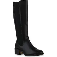 Van Hill Damen Leicht Gefütterte Klassische Stiefel Boots Schuhe 840543, Farbe: Schwarz, Größe: 38