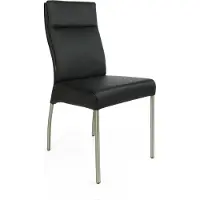 Tuoli GmbH SIX Echtleder Esszimmerstuhl Bürostuhl Küchenstuhl mit massiven Edelstahlfüssen Doppelter Ergonomischer Rücken Sitzkomfort Edles 1,3mm Dickes Leder Gatto Schwarz