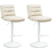 DELUKE Barhocker 2er Set TURIN - Creme, Kunstleder, Weiß | Barhocker mit Lehne Barstuhl Tresenhocker Tresenstuhl Kneipenhocker Kneipenstuhl