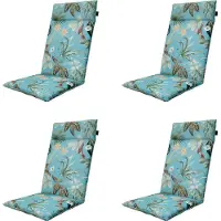 Madison - Gartenstuhlauflage Hochlehner Grasse aqua - Ca. 120x50 cm - 4er-Set