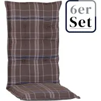 Green Spirit 6er Set Hochlehner Auflage Brilon, Motiv - Karo, braun, 118x46x8cm