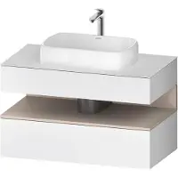Duravit Qatego Konsolenwaschtischunterbau, 1 Auszug, 1 Schubkasten, Ausschnitt mittig, 1000x550x600mm, Nische Taupe Matt, QA4731091180010