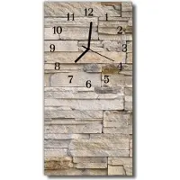 Tulup Glasuhr Wanduhr Küchenuhr Echt-Glas 30x60 Steinmauer Beige