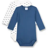 Sanetta Baby-Body langarm (Doppelpack) weiß & blau Autos 56
