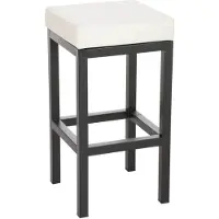 DELUKE Barhocker KIEL - Creme, Kunstleder, Stahl, 80cm Höhe | Barhocker ohne Lehne Barstuhl Tresenhocker Tresenstuhl Kneipenhocker Kneipenstuhl