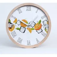 Tulup Holzuhr 30fi cm wanduhr - weiße Spitzen - Orangen mit Eis