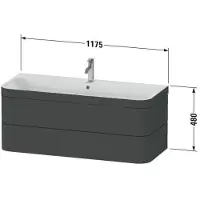 Duravit Waschtischset HAPPY D.2 PLUS 2 Schubk 1175x490mm e HL weiß supermatt ein Hahnloch weiß supermatt
