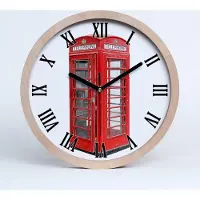 Tulup Holzuhr 20fi cm wanduhr - schwarze Spitzen - Telefonzelle