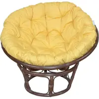 Heinz Hofmann Papasansessel - Rattansessel ø 100 cm braun gebeizt, mit Auflage pastellgelb