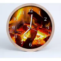 Tulup Holzuhr 30fi cm wanduhr - Feuer Kamin