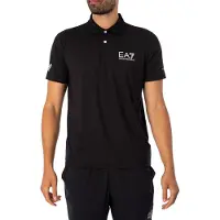 EA7 Poloshirt Ventus mit Logo auf der Brust, Schwarz L