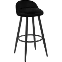 Woltu Barhocker 1er Set Barstuhl Hocker Tresenhocker Bistrohocker Designer Hocker mit Lehne und Fußstütze aus Samt Metall, Schwarz