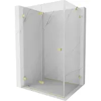 Mexen Lunar-F faltbare Duschkabine links 90 x 80 cm, transparent, gebürstetes Gold - 836-090-080-55-00-L