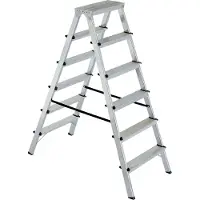 BRB-Lagertechnik Alu-Doppelleiter, 2x 6 Stufen, Zusammenklappbar, Tragkraft 150 kg, Höhe 1300 mm