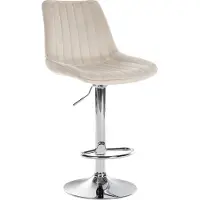 DELUKE Barhocker RIO - Creme, Samt, Chrom | Barhocker mit Lehne Barstuhl Tresenhocker Tresenstuhl Kneipenhocker Kneipenstuhl