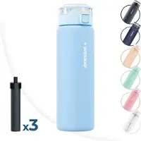 Wessper ActiveMax Clarti Glasfilterflasche 680ml Blau + 3x Filterkartusche