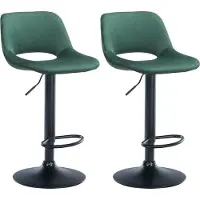 CLP 2er Set Barhocker Camden Samt drehbar und höhenverstellbar grün Material Gestell Metall matt schwarz