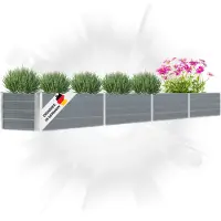 DELUKE Hochbeet für Garten OSKAR Grau | 320x40x45cm | Verzinkter Stahl | Wetterfest | Gartenbeet Kräuterbeet Blumenbeet Beet hoch Frühbeet für Garten Gemüsebeet