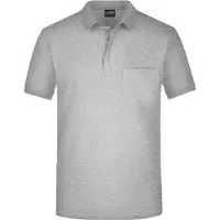 James & nicholson Klassisches Poloshirt mit Brusttasche ash, Gr. 3XL